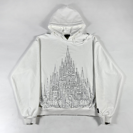 WHITE RHINESTONE CASTLE HOODIE