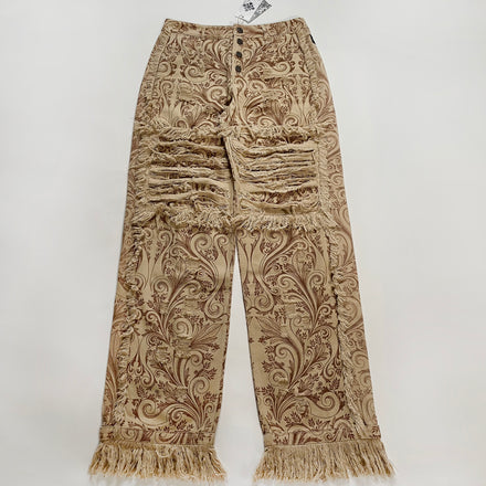 TAN FLORAL SCAV DENIM