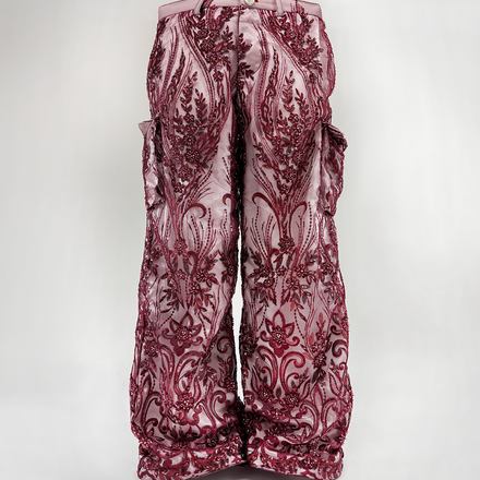 SCARLET-ROT BEADED PANTS