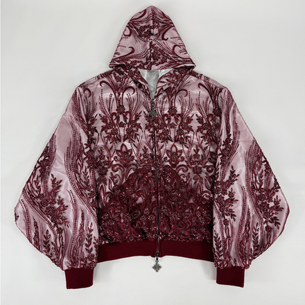 SCARLET-ROT BEADED ZIPUP